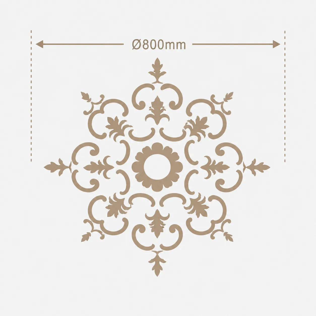 Format de Rosace de plafond Étoile Royale — Rinceaux rocaille Ø800