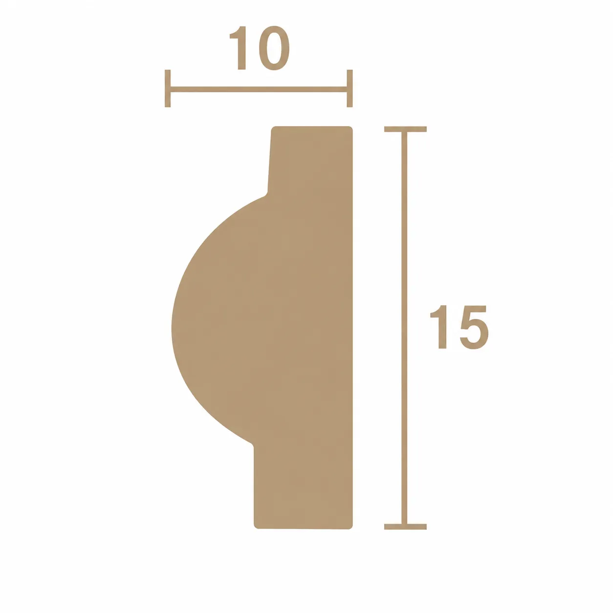 Format de Moulure murale demi-ronde 10 x 15 mm – Baguette décorative à ressaut