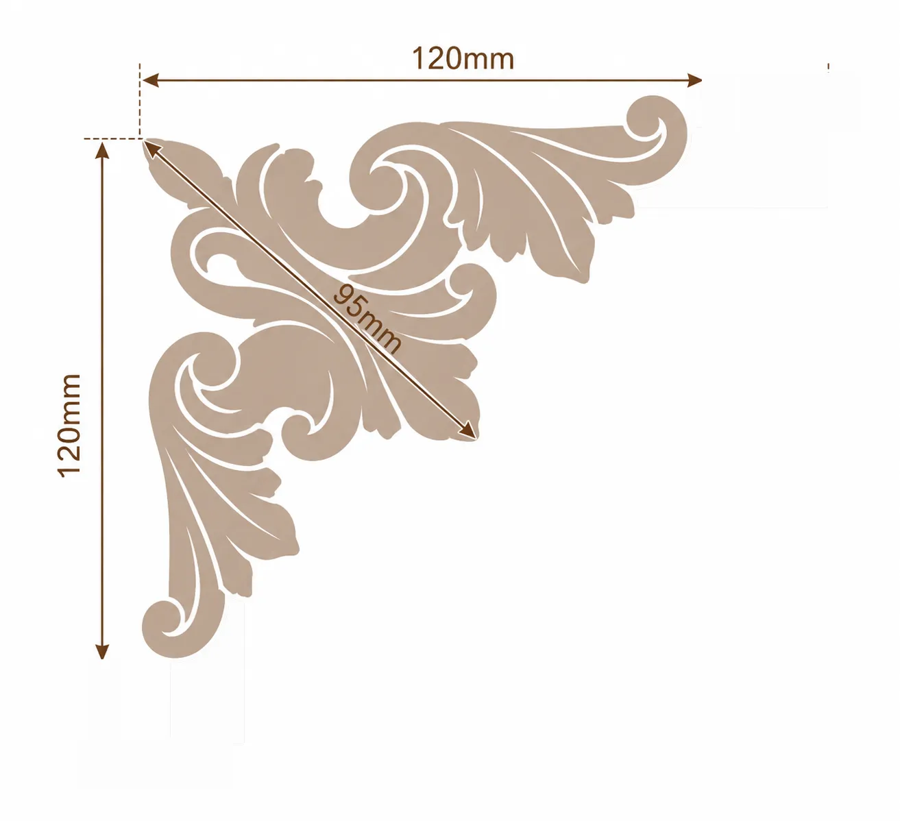 Format de Angle décoratif acanthe 120 x 120 mm – Coin d'encadrement mural