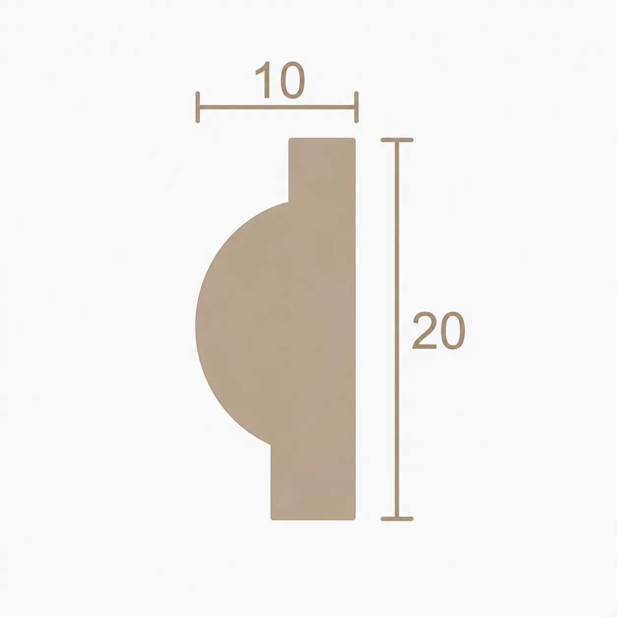 Format de Moulure murale demi-ronde 10 x 20 mm – Baguette décorative à ressaut