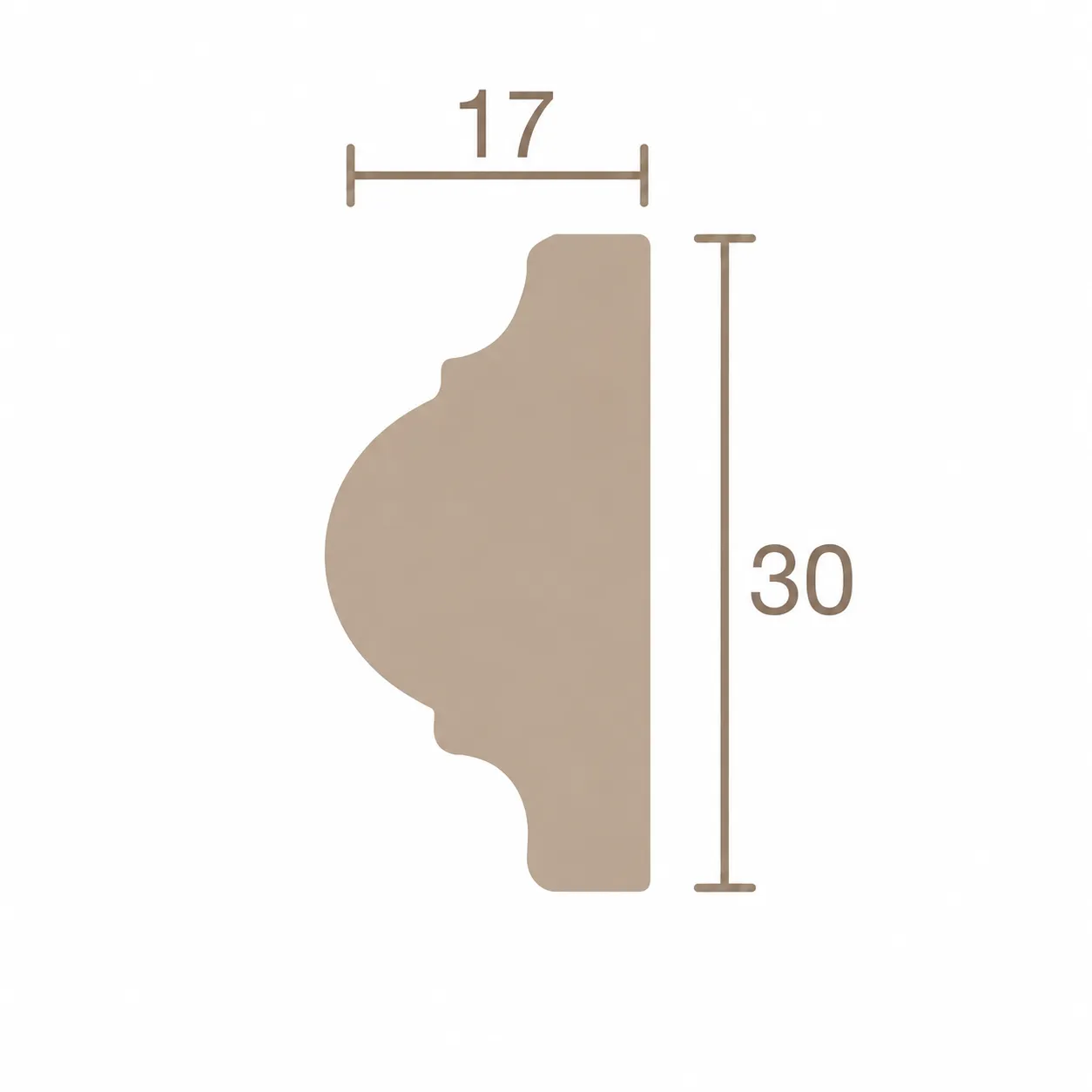 Format de Moulure murale à doucine 17 x 30 mm – Baguette décorative profilée