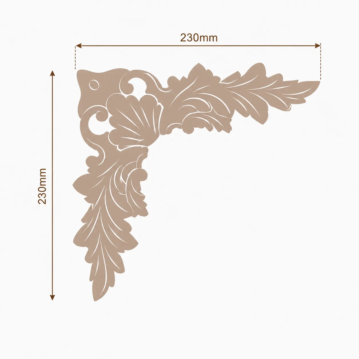 Format de Angle décoratif feuille d'acanthe 230 x 230 mm – Coin d'encadrement mural