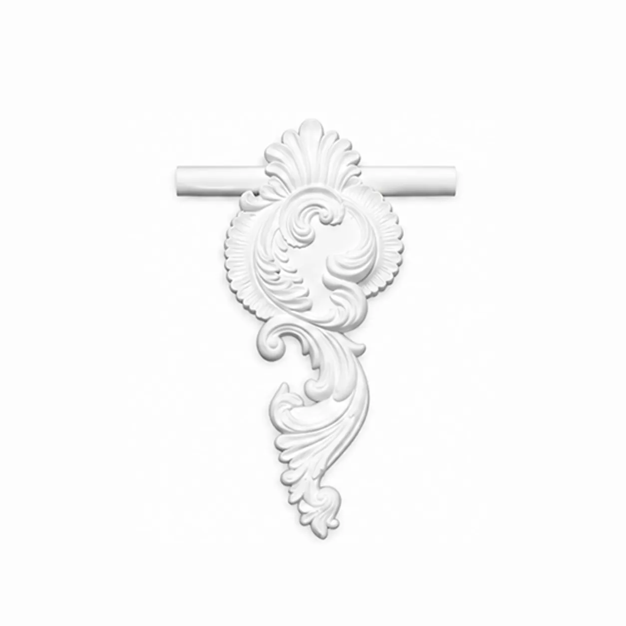 Ornement mural vertical baroque 290 x 675 mm – Motif décoratif à volutes