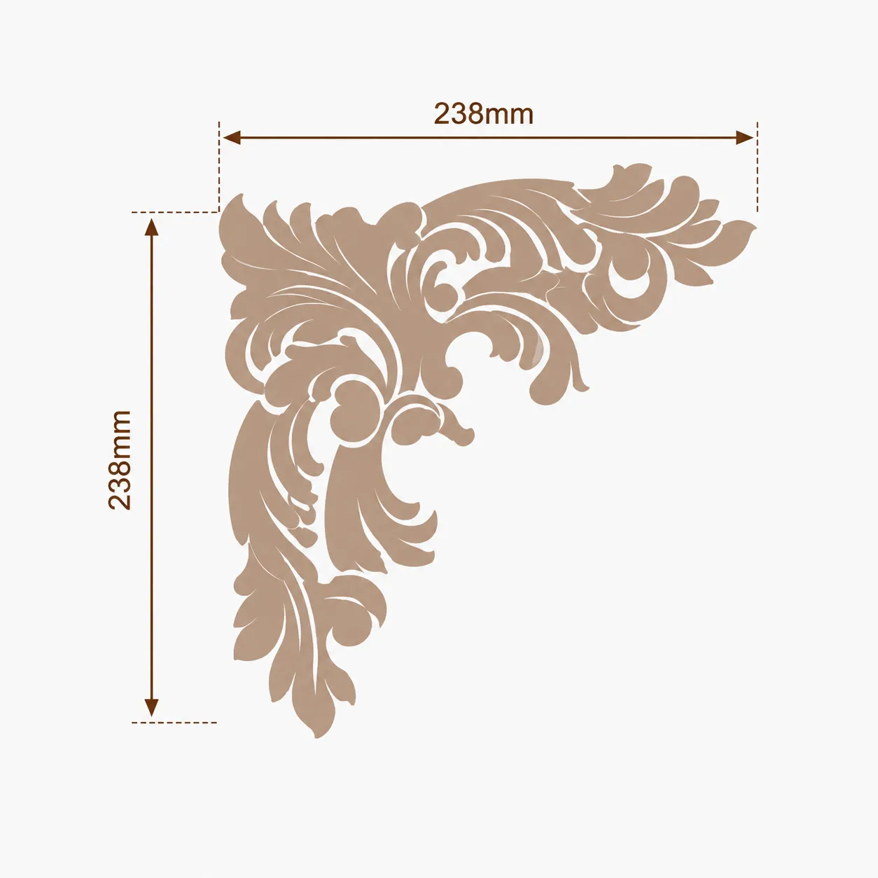 Format de Angle décoratif feuillage baroque 238 x 238 mm – Coin d'encadrement mural
