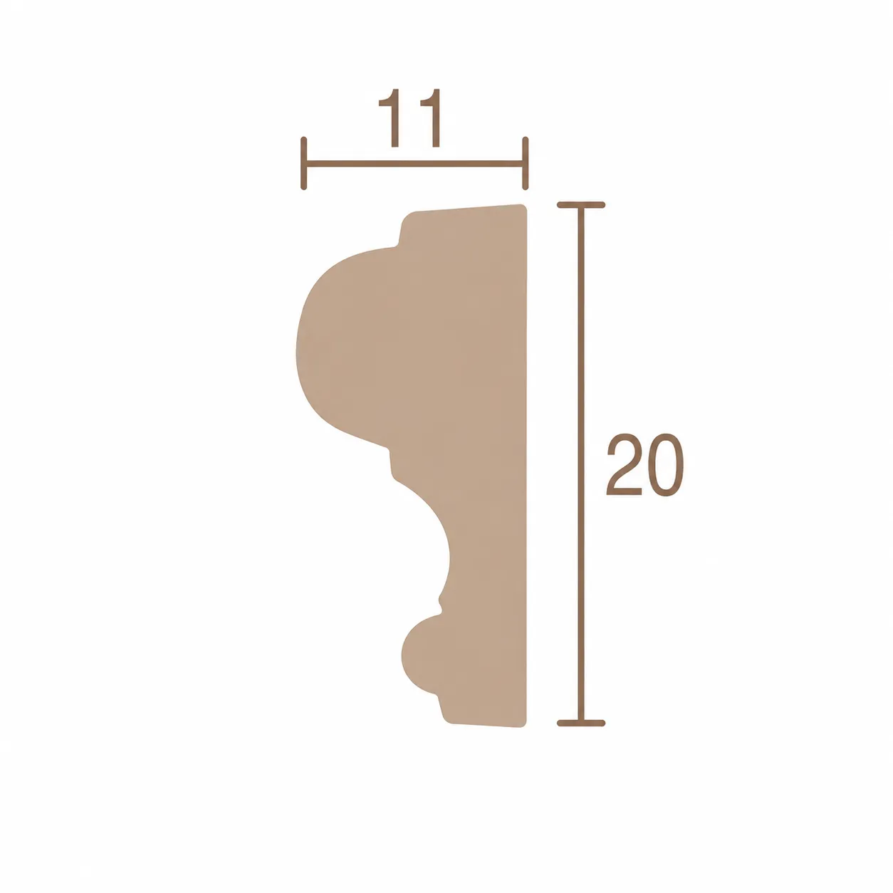 Format de Moulure murale à doucine 11 x 20 mm – Baguette décorative galbée