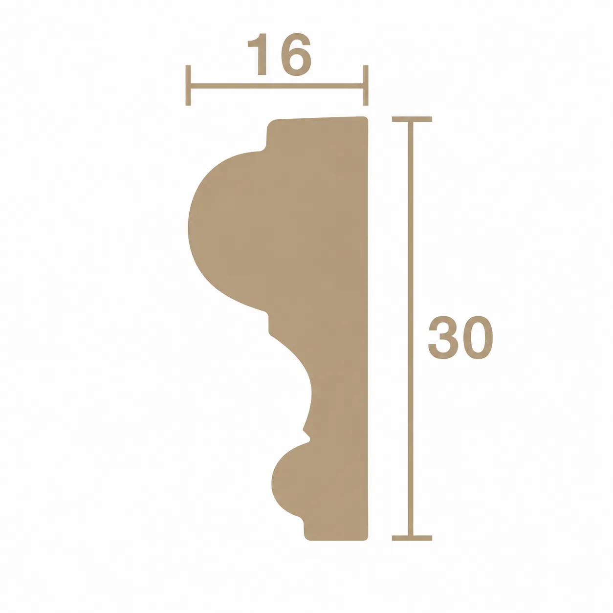 Format de Moulure murale à doucine 16 x 30 mm – Cimaise décorative profilée