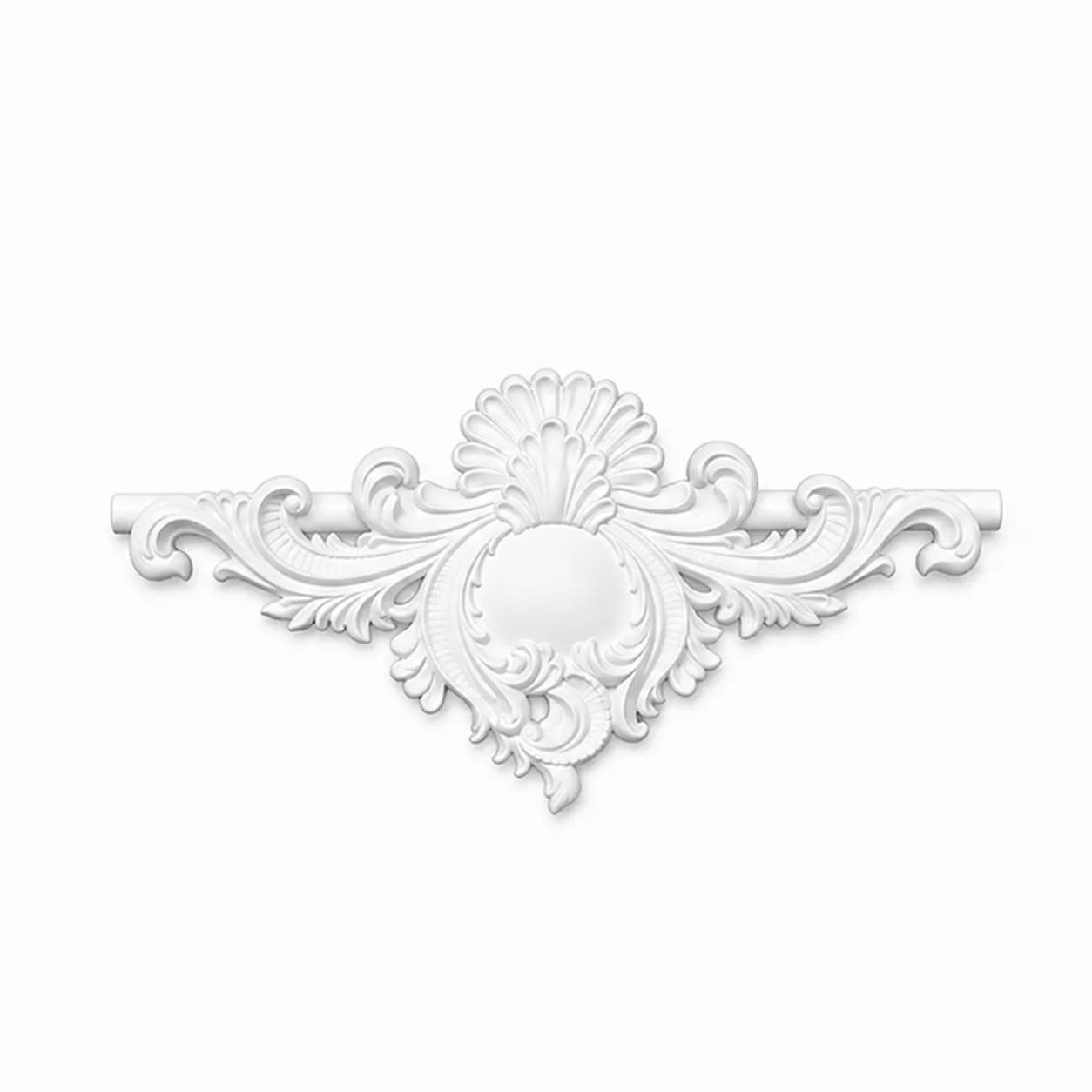 Ornement mural baroque 520 x 285 mm – Motif central à coquille et volutes
