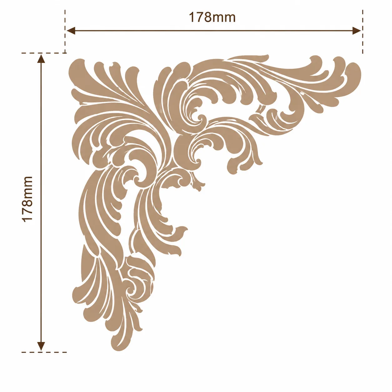 Format de Angle décoratif feuillage baroque 178 x 178 mm – Coin d'encadrement mural