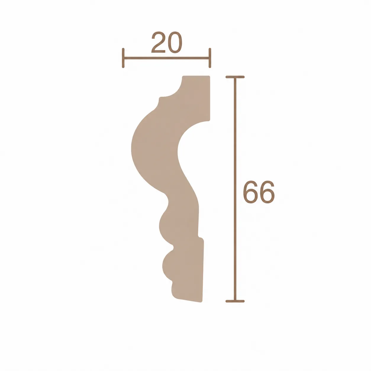 Format de Moulure murale galbée 20 x 66 mm – Cimaise décorative à double doucine