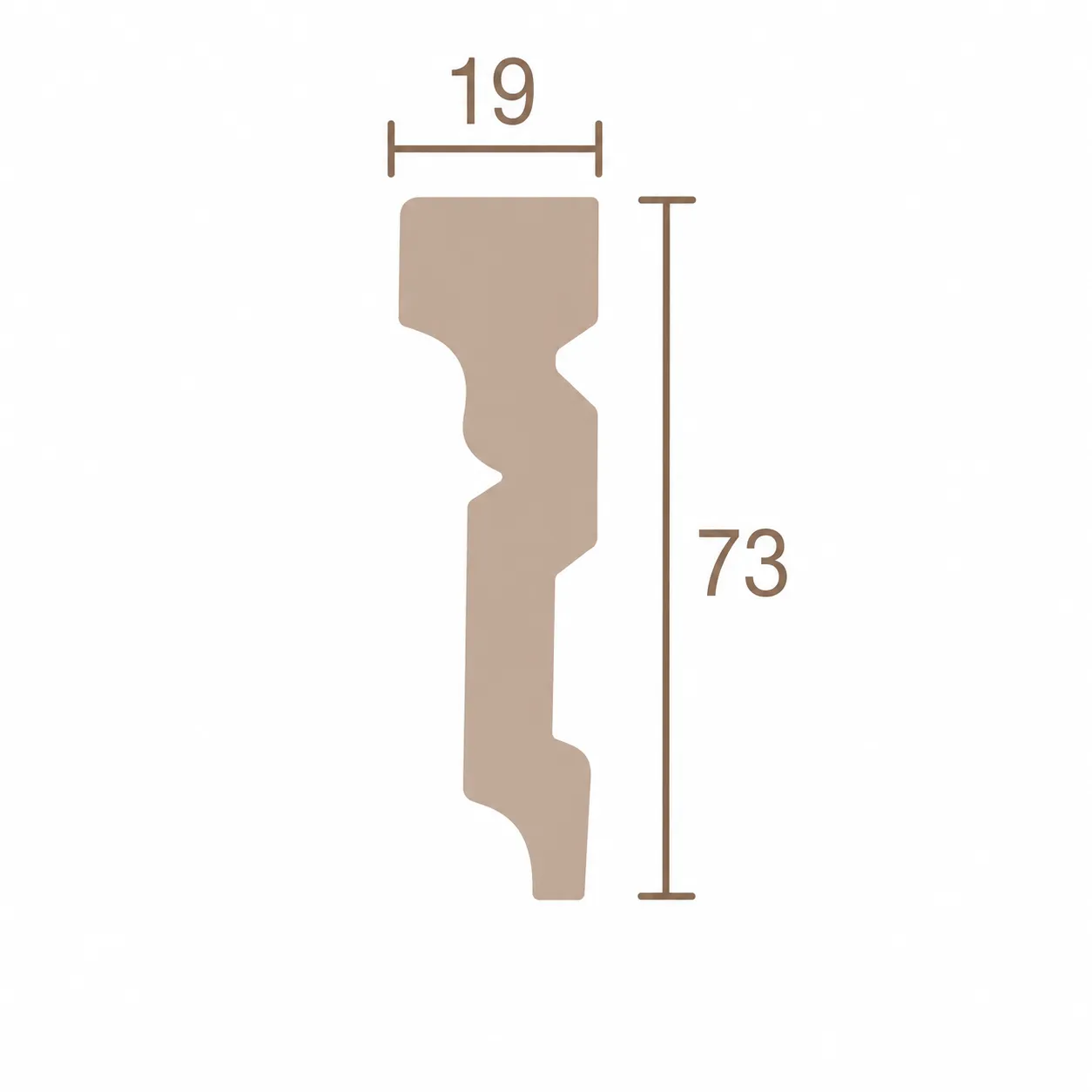 Format de Moulure murale plate 19 x 73 mm – Cimaise décorative à ressauts