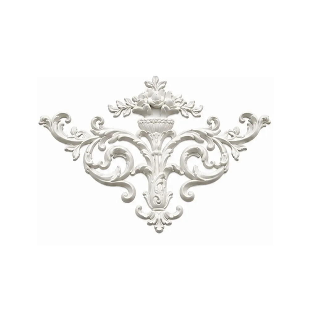 Ornement mural corbeille fleurie 520 x 520 mm – Applique décorative à volutes d'acanthe