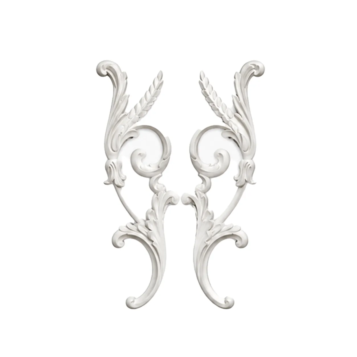 Ornement mural volutes symétriques 155 x 410 mm – Paire d'appliques décoratives gauche et droite