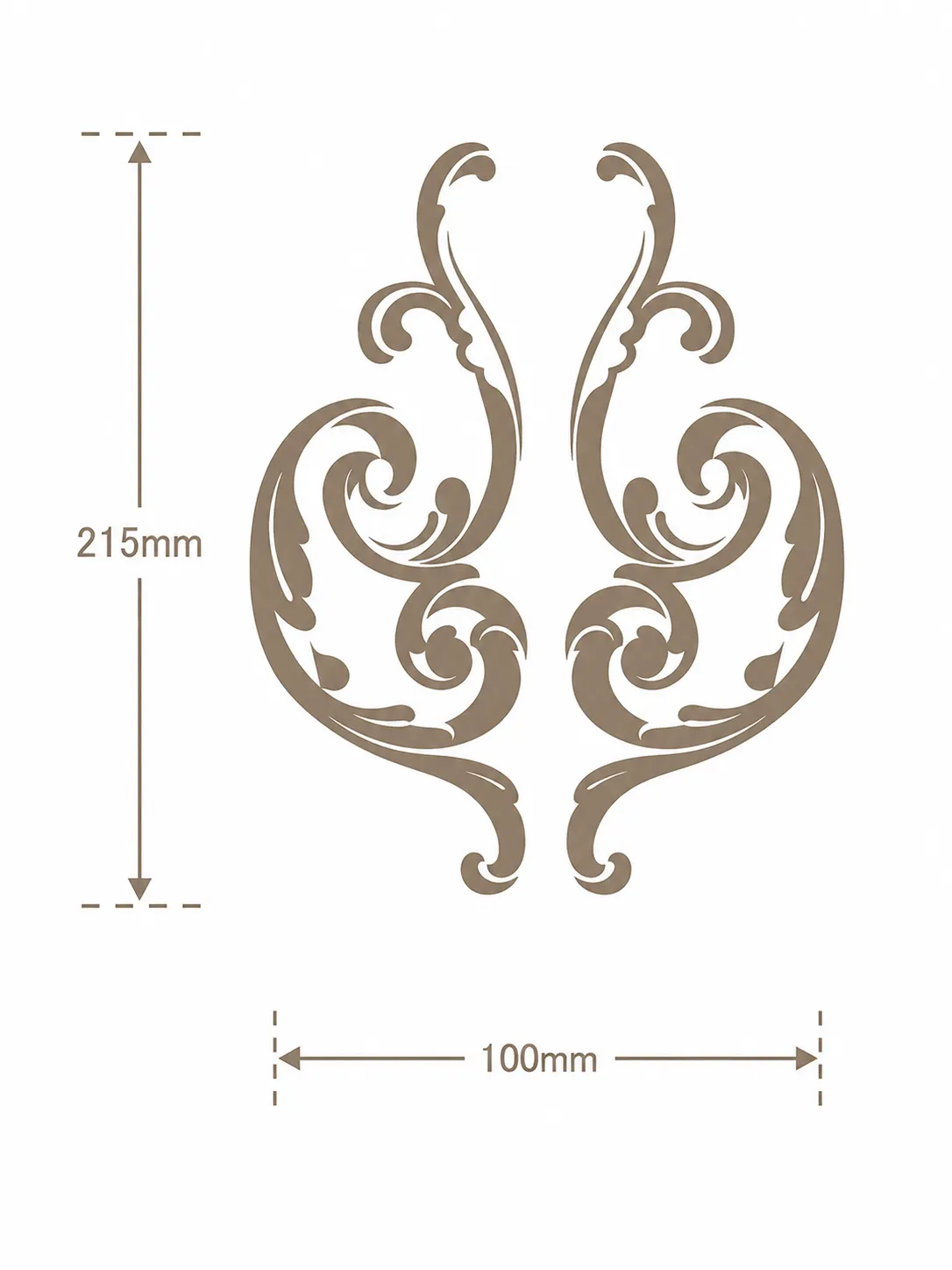 Format de Ornement mural volutes rocaille 100 x 215 mm – Paire d'appliques décoratives gauche et droite