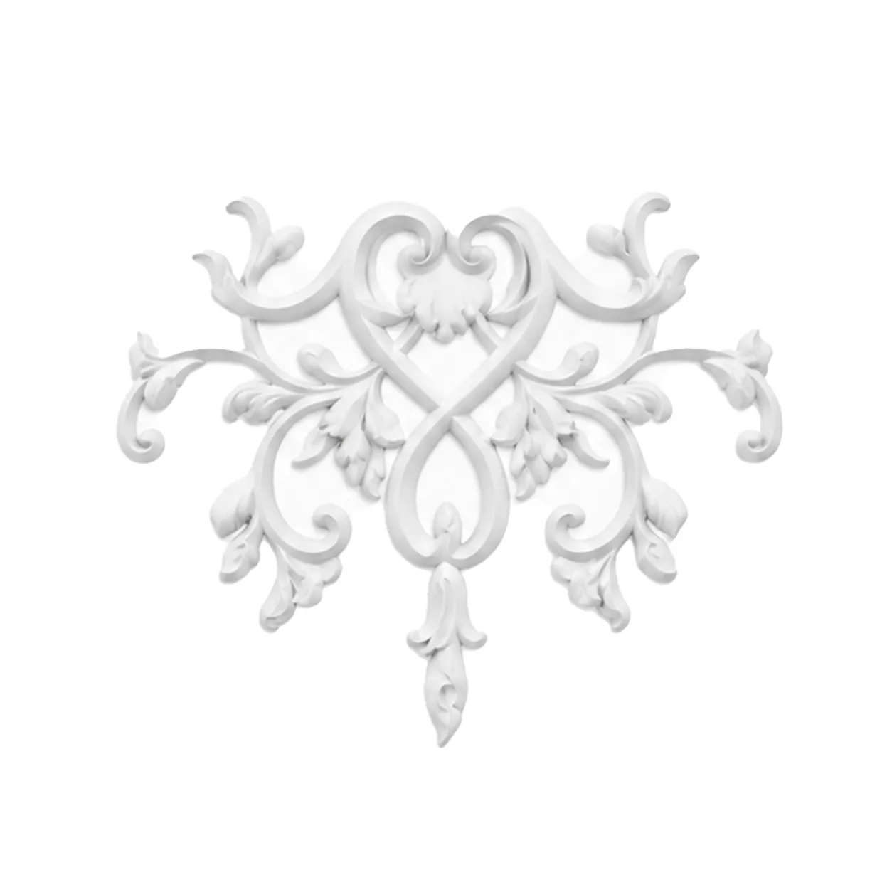 Ornement mural floral baroque 383 x 290 mm – Applique décorative à volutes et clochettes