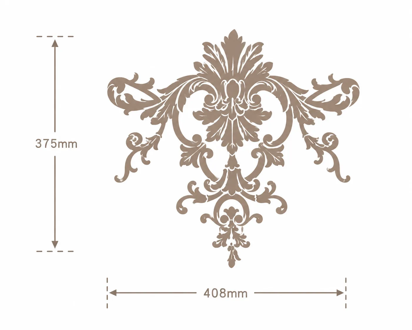 Format de Ornement mural baroque 408 x 375 mm – Applique décorative à palmette et volutes