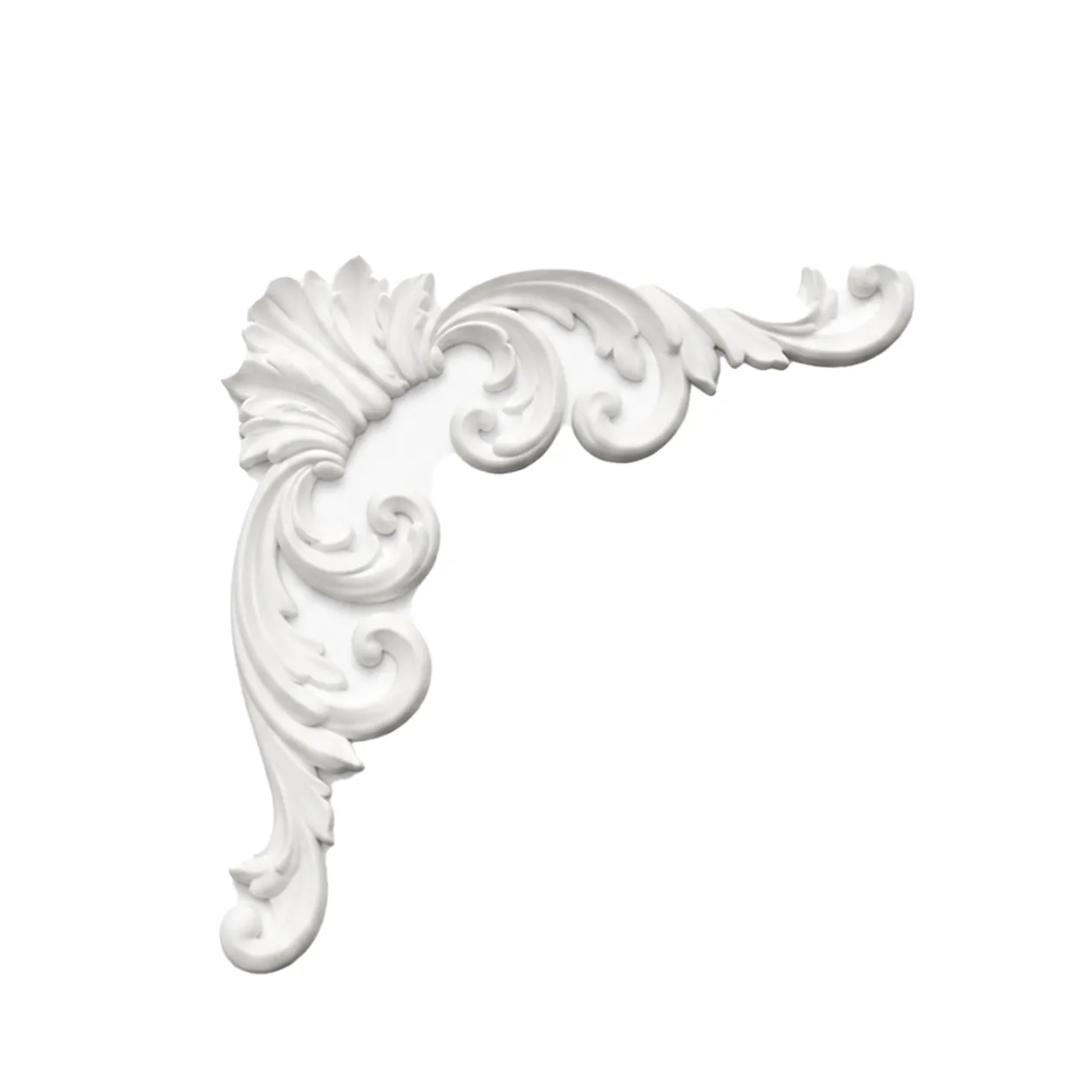 Ornement d'angle acanthe 250 x 250 mm – Applique décorative à volutes