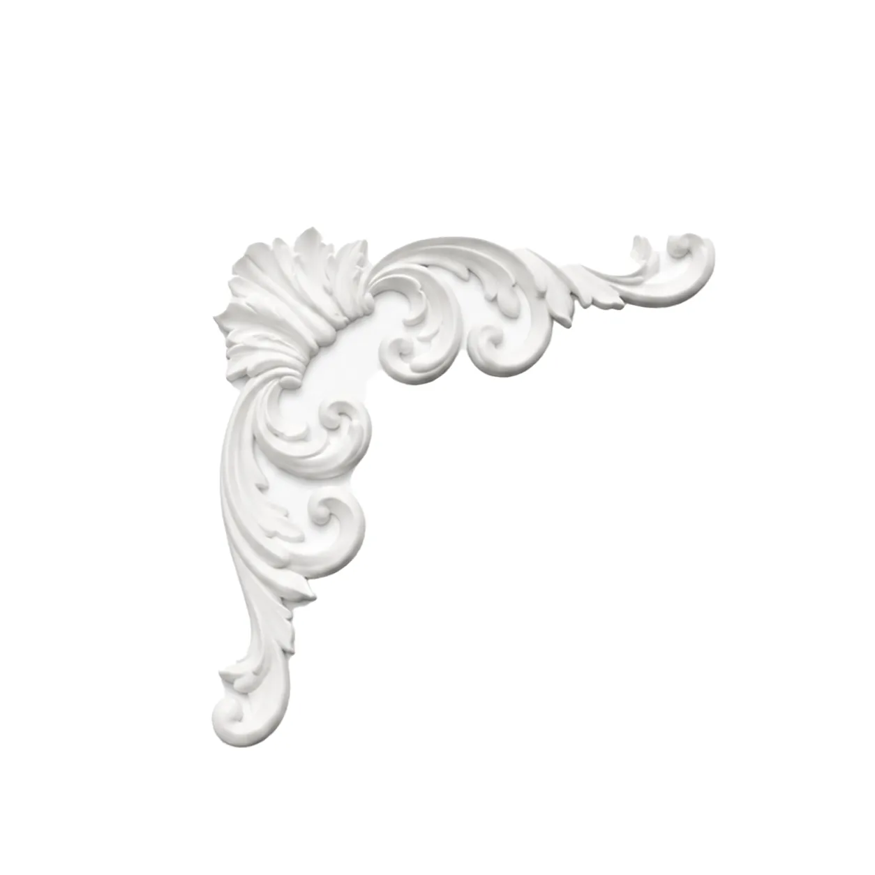 Ornement d'angle acanthe 180 x 180 mm – Applique décorative à volutes