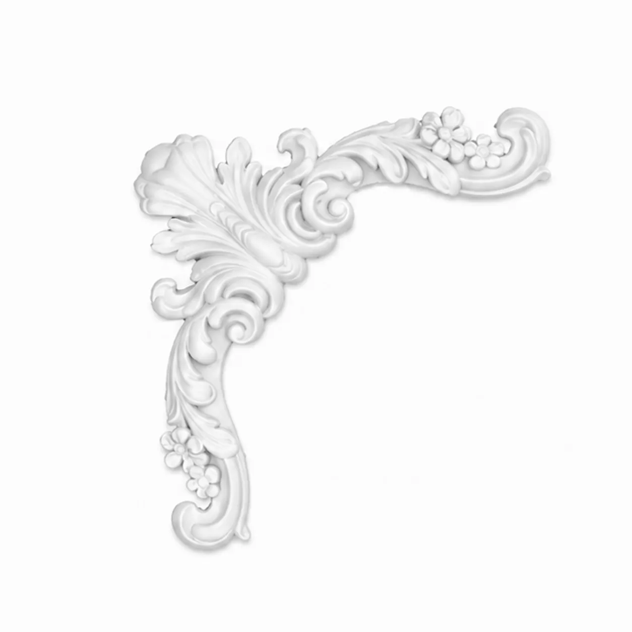 Ornement d'angle acanthe fleurie 136 x 136 mm – Applique décorative de coin