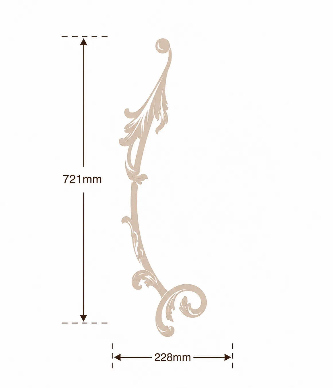 Format de Ornement mural volute d'acanthe 228 x 721 mm – Paire d'appliques décoratives gauche et droite
