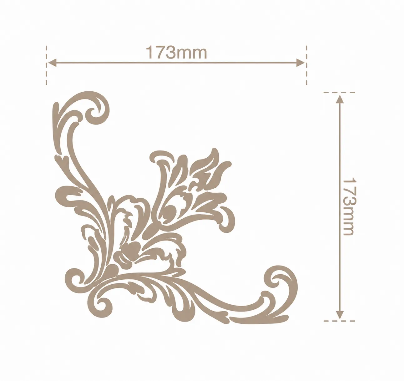 Format de Ornement d'angle acanthe 173 x 173 mm – Applique décorative de coin
