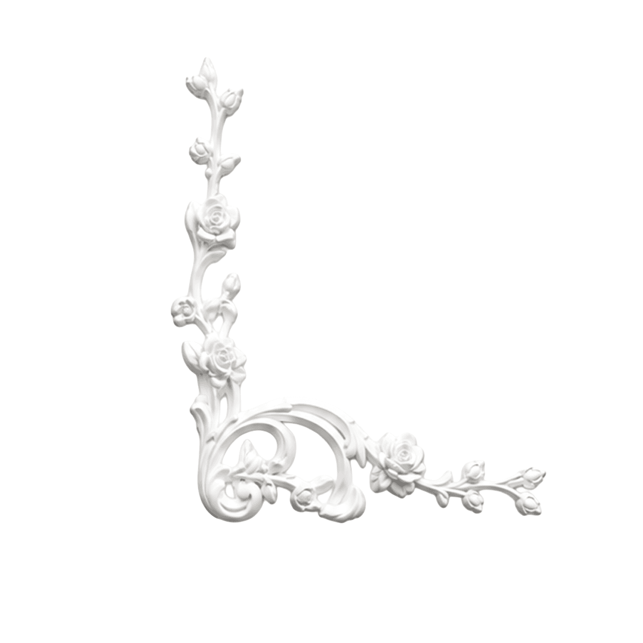Ornement d'angle rose et acanthe 455 x 463 mm – Paire d'appliques décoratives gauche et droite