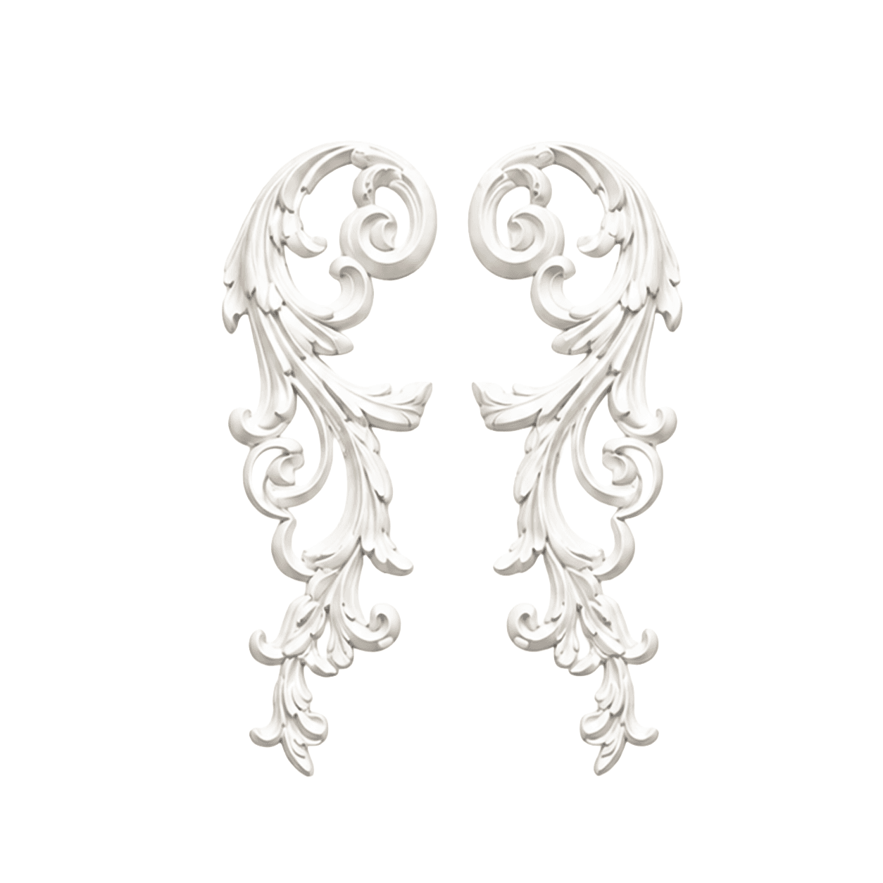 Ornement mural volutes d'acanthe 100 x 272 mm – Paire d'appliques décoratives gauche et droite
